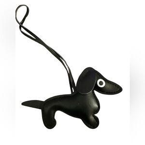 Black Dachshund Leather Bag Charm